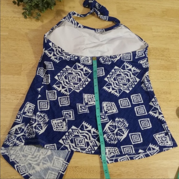 Blue/White Slimming Boho Tankini Sz M (look 10 lb lighter) - Picture 5 of 8